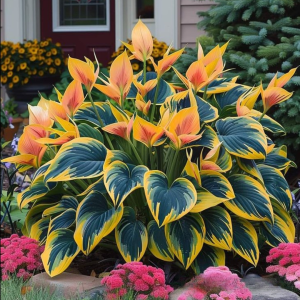 Хоста Флейм Данс купить по цене от 650р. в интернет-магазине «Посадика» с доставкой почтой в в Яранске и по всей России – [изображение №1].